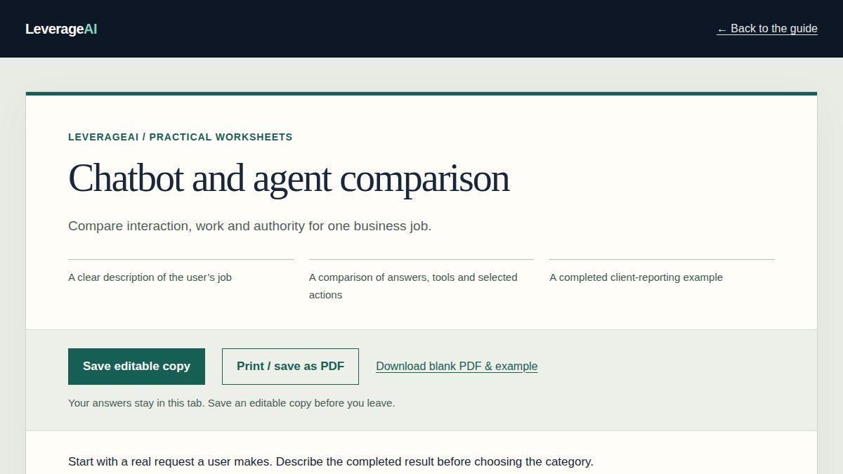Preview of the Chatbot and agent comparison worksheet