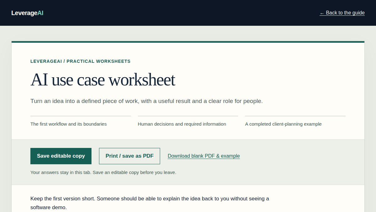 Preview of the AI use case worksheet worksheet