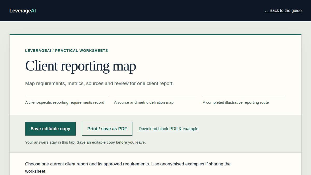 Preview of the Client reporting map worksheet